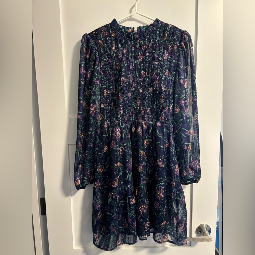 Adelyn Rae Darlene textured smocked floral dress